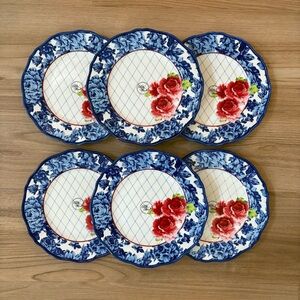The Pioneer Woman Heritage Floral Blue and Red Dinner Plates Set of 6